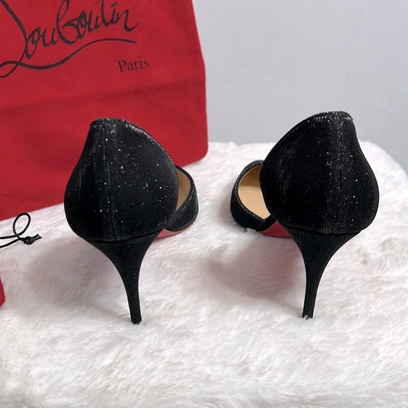 Christian Louboutin Iriza 100 Black Glitter Pumps w/Dust Bag size EU 37 NWOB - Picture 3 of 12